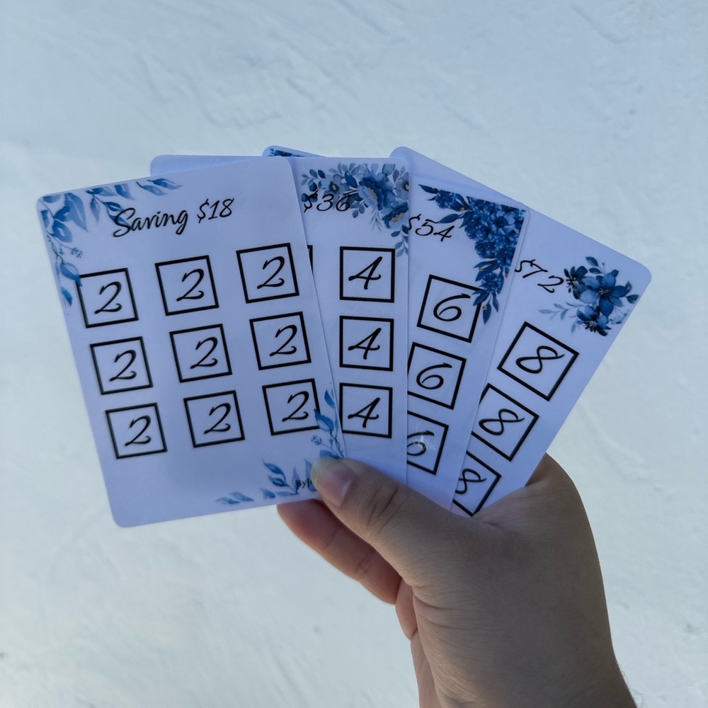 White and Blue Savings Challenge Cards set